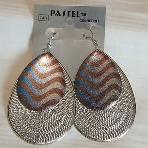 New Teardrop Wavy Silver Copper Earrings